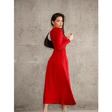 OQQ Women's Long Sleeve Maxi Dress - Elegant & Comfortable