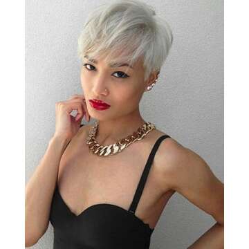 BeiSD Short Pixie Cuts Hair Wigs for Women Girls Short Wigs with Bangs Synthetic Wigs for Black/White Women (X1033)