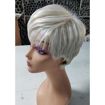 BeiSD Short Pixie Cuts Hair Wigs for Women Girls Short Wigs with Bangs Synthetic Wigs for Black/White Women (X1033)