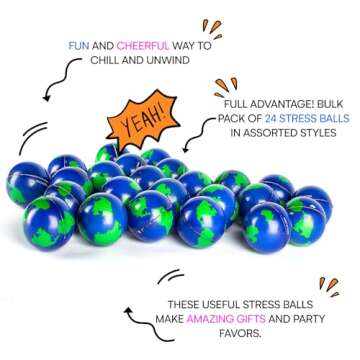 Neliblu 2" Earth Stress Balls - Stress Relief & Relaxation