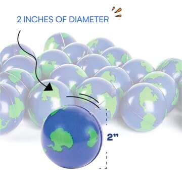 Neliblu 2" Earth Stress Balls - Stress Relief & Relaxation