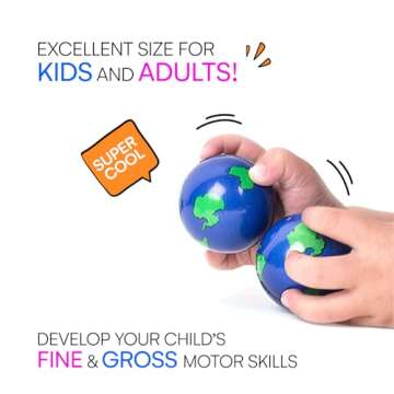 Neliblu 2" Earth Stress Balls - Stress Relief & Relaxation