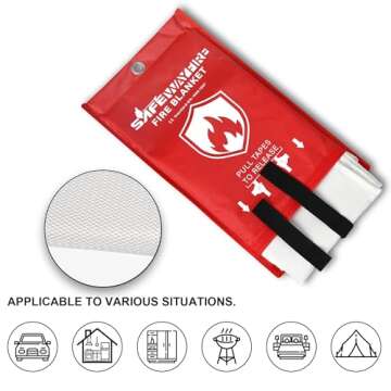 Safewayfire Emergency Fire Blanket - 2 Pack - Fiberglass Fire Blanket for Home, 39.4'' x 39.4'' Fire Suppression Blanket for Kitchen