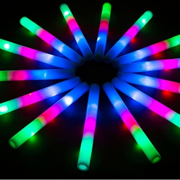 SHQDD 105 PCS LED Foam Glow Sticks, Glow Sticks Bulk with 3Modes Colorful Flashing, Glow in The Dark...