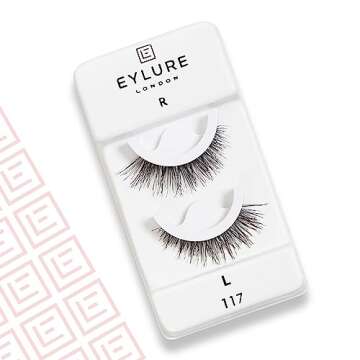Eylure Press On Pre-Glued False Eyelashes, Wispy Light Texture Lash, No.117, 1 Pair