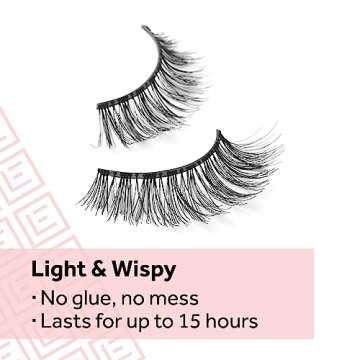 Eylure Press On Pre-Glued False Eyelashes, Wispy Light Texture Lash, No.117, 1 Pair