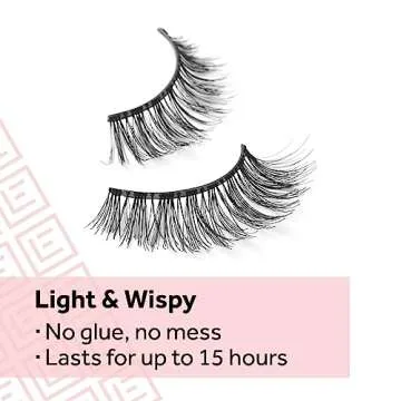 Eylure Press On Pre-Glued False Eyelashes, Wispy Light Texture Lash, No.117, 1 Pair