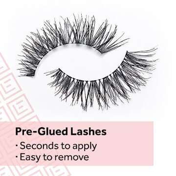 Eylure Press On Pre-Glued False Eyelashes, Wispy Light Texture Lash, No.117, 1 Pair