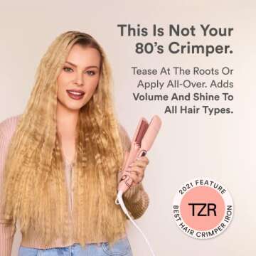 INH Crimper Hair Iron | Volumizing Ceramic Hair Crimper, Crimping Volume Teaser Hot Styling Tool, 1.5" Rounded Crimp | Insert Name Here Crimper