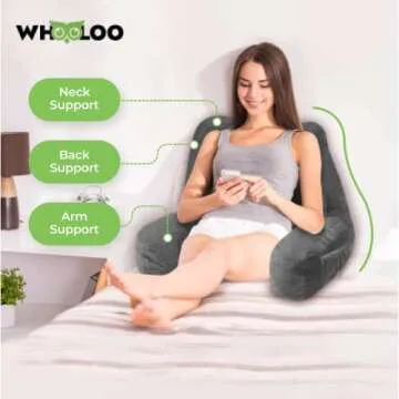 Whooloo Reading Pillow - Memory Foam Bedrest Support Cushion