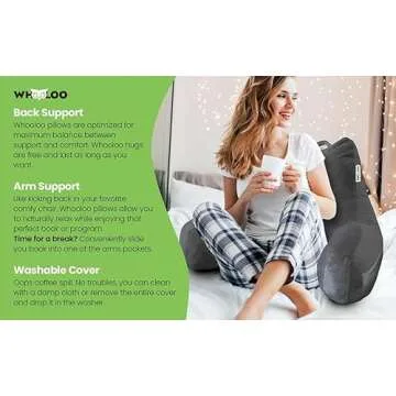 Whooloo Reading Pillow - Memory Foam Bedrest Support Cushion