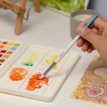 MEEDEN Watercolor Paint Brush Set: 10 Pcs Art Painting Brushes with Flat Round Detail Types - Artist Paint Brushes for Adult Beginner Watercolor Gouache Inks Painting