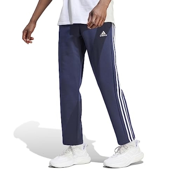 adidas Men's Essentials Fleece Open Hem 3-Stripes Pants - Trendy & Comfortable
