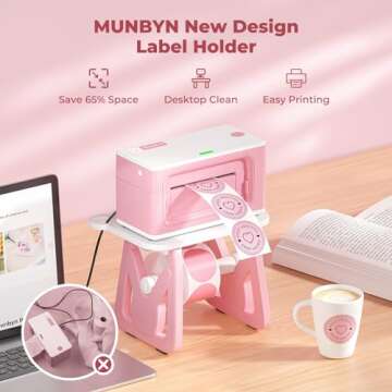 MUNBYN Label Holder for Rolls and Fanfold Labels, Thermal Sticker Holder for Desktop Thermal Printer...