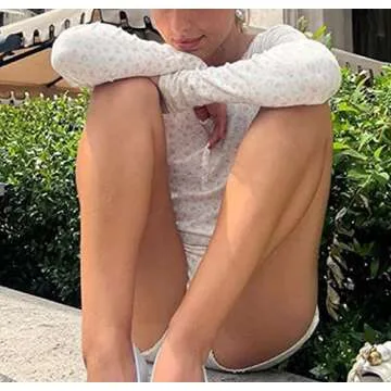 ROAONOCOMO Women Y2K Knitted 2 Piece Shorts Set Floral Print Crop Camis High Waist Short Pants Outfits Summer Streetwear