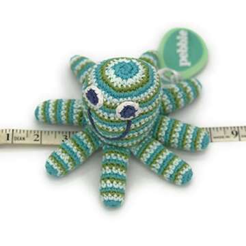 Handmade Pebble Green Octopus Rattle for Babies