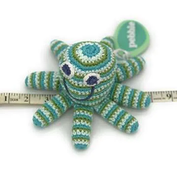 Handmade Pebble Green Octopus Rattle for Babies