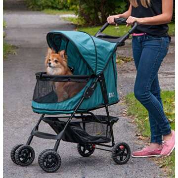 Pet Gear No-Zip Happy Trails Pet Stroller for Cats/Dogs, Zipperless Entry, Easy Fold with Removable ...