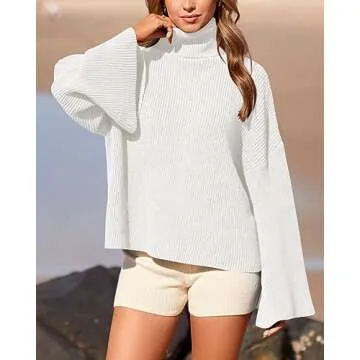 BTFBM Women's Turtleneck Pullover Sweater for Cozy Style