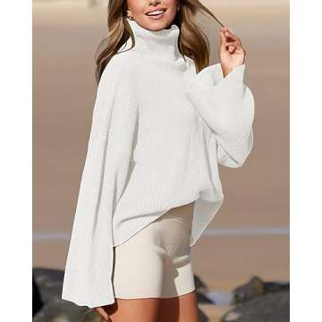 BTFBM Women's Turtleneck Pullover Sweater for Cozy Style