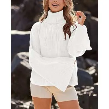 BTFBM Women's Turtleneck Pullover Sweater for Cozy Style