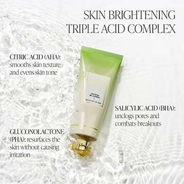 BYROE Kiwi Gel Cleanser | Foaming Face Wash with AHA and BHA | Exfoliating Salicylic Acid to Help Prevent Breakouts | Balance Redness, Blackheads and Clogged Pores | Vegan, 65 ML