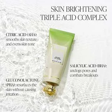 BYROE Kiwi Gel Cleanser | Foaming Face Wash with AHA and BHA | Exfoliating Salicylic Acid to Help Prevent Breakouts | Balance Redness, Blackheads and Clogged Pores | Vegan, 65 ML