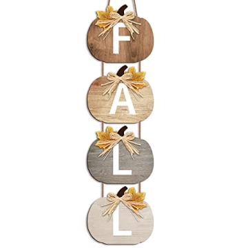 Vicenpal Fall Signs Thanksgiving Fall Porch Decor Rustic Wooden Fall Welcome Hanging Decor for Farmh...