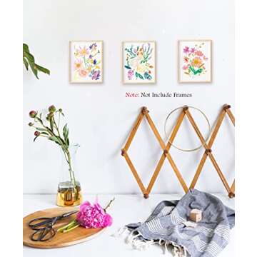 YIMEHDAN Colorful Wildflower Wall Art Print - Natural Botanical Plant Canvas Print - Watercolor Blooming Floral Flower Artwork for Garden Farmhouse Decor (Set of 6) - Unframed - 8X10 inch