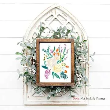 YIMEHDAN Colorful Wildflower Wall Art Print - Natural Botanical Plant Canvas Print - Watercolor Blooming Floral Flower Artwork for Garden Farmhouse Decor (Set of 6) - Unframed - 8X10 inch