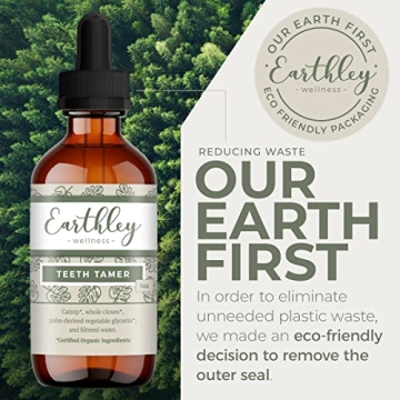 Earthley Wellness, Teeth Tamer, Natural Teething Relief, Soothes Drooling and Irritability Due to Teething or Toothaches, Pure, Organic Ingredients, Improved Label (1.69 oz)
