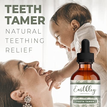 Earthley Wellness, Teeth Tamer, Natural Teething Relief, Soothes Drooling and Irritability Due to Teething or Toothaches, Pure, Organic Ingredients, Improved Label (1.69 oz)