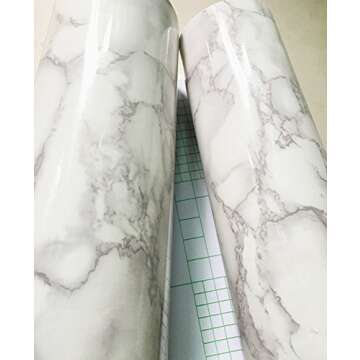 Moyishi Grey Granite Look Marble Gloss Film Vinyl Self Adhesive Counter Top Peel and Stick Wall Decal (12''x79'')