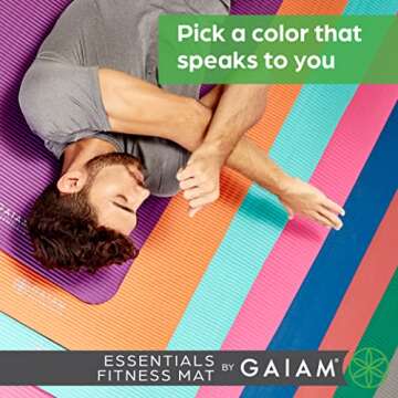 Gaiam Essentials Thick Yoga Mat - Fitness and Exercise Mat with Easy-Cinch Carrier Strap Included - ...