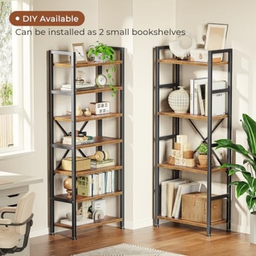 SUPERJARE Triple 4 Tier Bookshelf Rustic Brown 11 Shelves