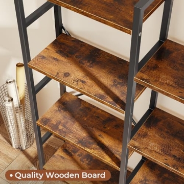 SUPERJARE Triple 4 Tier Bookshelf Rustic Brown 11 Shelves