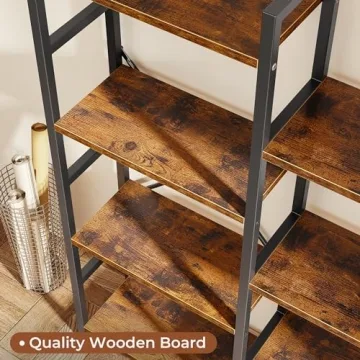 SUPERJARE Triple 4 Tier Bookshelf Rustic Brown 11 Shelves