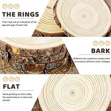 FSWCCK 6 Pack Nature Unfinished Round Wood Slices, 7-8 Inches Wooden Circle, Large Wood Slabs for Weddings Centerpieces Decor and DIY Painting Crafts