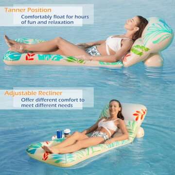 Jasonwell Inflatable Pool Float Adjustable Lounger for Adults