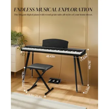 Ktaxon 88 Key Weighted Keyboard for Beginners with MIDI Features