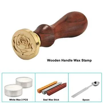 Yoption Wax Seal Stamp Kit with Rose Stamp & Sealing Wax Set