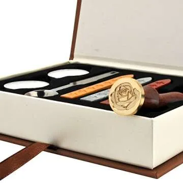 Yoption Wax Seal Stamp Kit with Rose Stamp & Sealing Wax Set