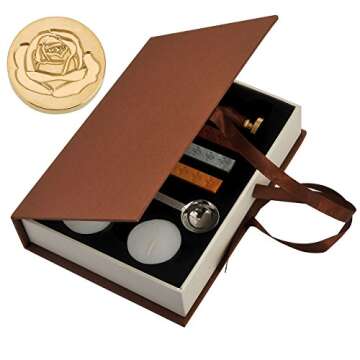 Yoption Wax Seal Stamp Kit with Rose Stamp & Sealing Wax Set
