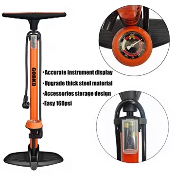 GOBKO Bike Pump with Gauge High-Pressure Inflator