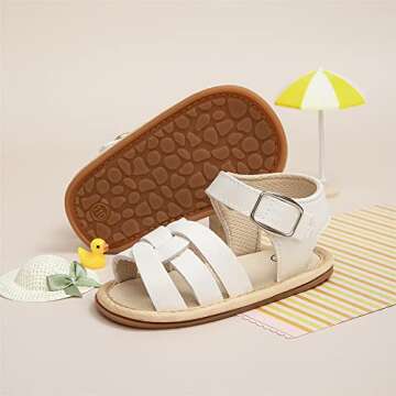 Meckior Baby Toddler Infant Girls PU Leather Soft Open Toe Summer Sandals Flower Princess Flat Shoes