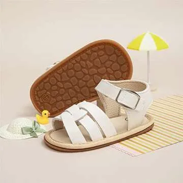 Meckior Baby Toddler Infant Girls PU Leather Soft Open Toe Summer Sandals Flower Princess Flat Shoes