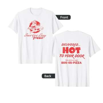 Stranger Things 4 Surfer Boy Pizza Employee Front Back T-Shirt