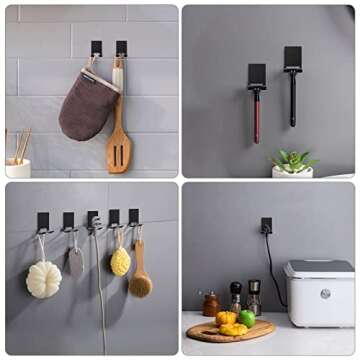 VIS'V Adhesive Razor Holder, Black Self Adhesive Razor Hooks Shower Wall Waterproof Bathroom Razor H...