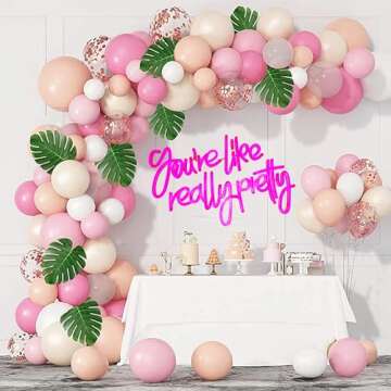 Lucky space Neon Sign Moon LED Light Up for All Decor-Led Light Signs for Bedroom (Rose-Red, you're like really pretty)