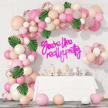 Lucky space Neon Sign Moon LED Light Up for All Decor-Led Light Signs for Bedroom (Rose-Red, you're like really pretty)